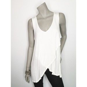 T La Anthropologie Small White V Neck Draped Crossover Tank Top Sleeveless Shirt